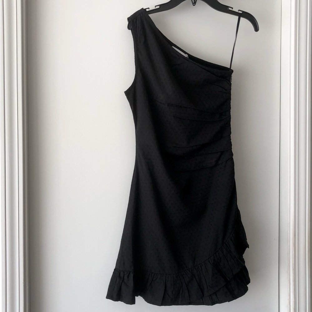 Mango - Asymmetrical Pleated Dress, Black, Size XS